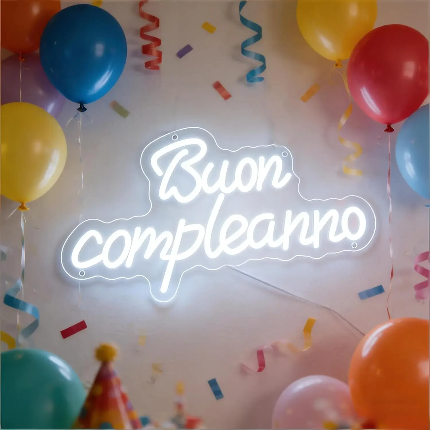 

Buon Compleanno Neon Light Happy Birthday LED Neon Signs for Room Bday Party Italy Home Dorm Bedroom Family Party Decor Gifts