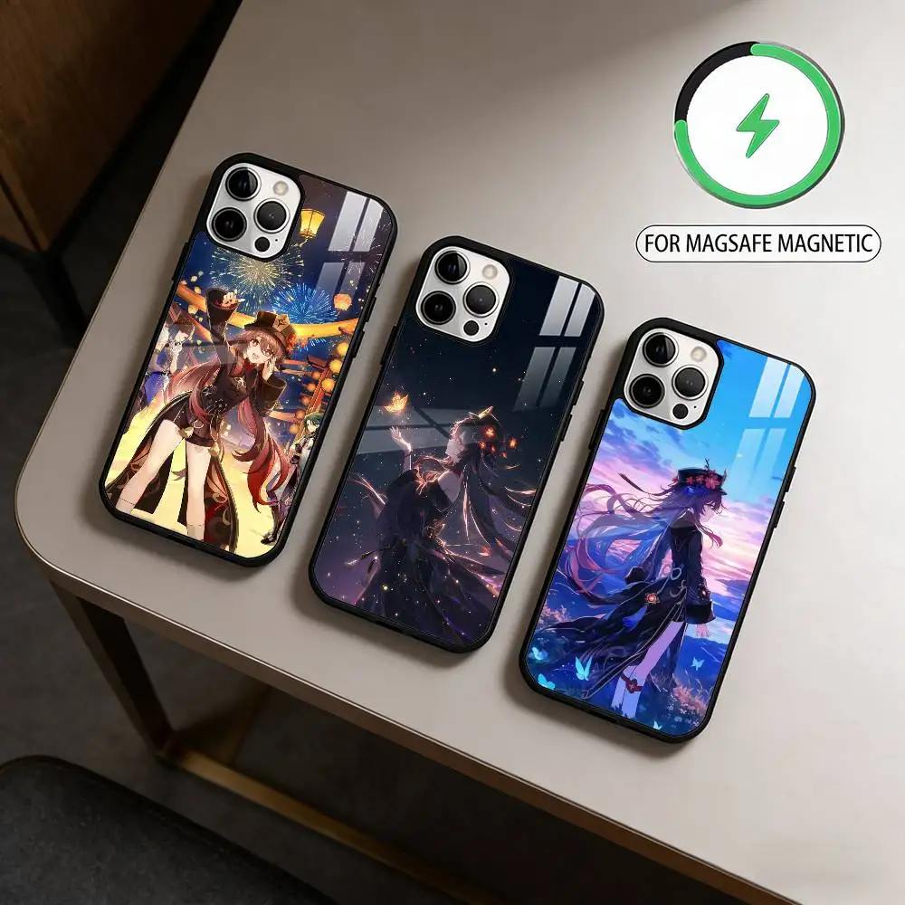 

Genshin Impact Zhongli Hutao Magnetic For Magsafe Wireless Charging Phone Case For iPhone17,16,15,14,13,12,11 Plus,Pro Max
