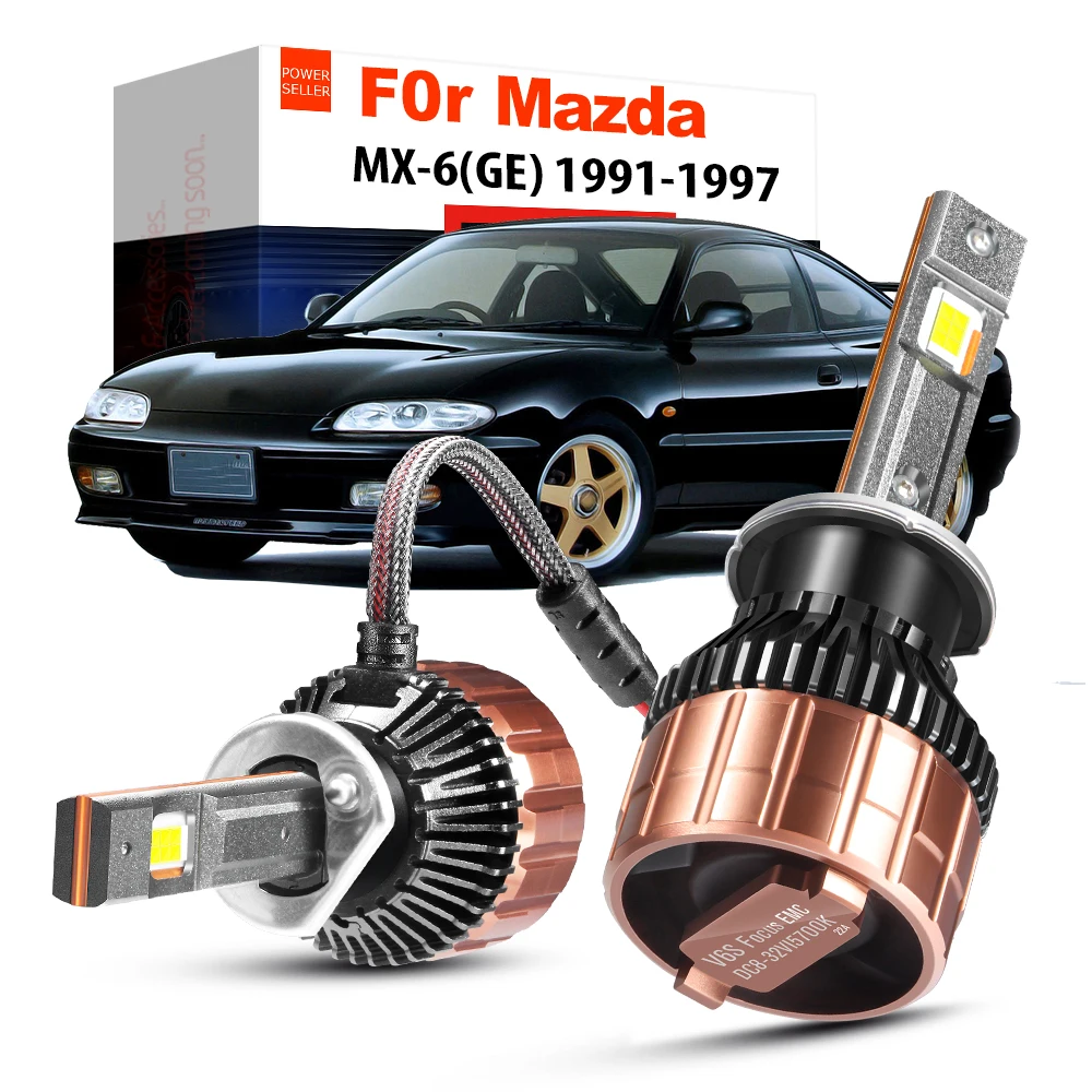 Car Front Headlight Low High Beam For Mazda MX-6 MX6 (GE) 1991-1997 100W 20000LM No Error LED Head Light Bulb 2 Pieces