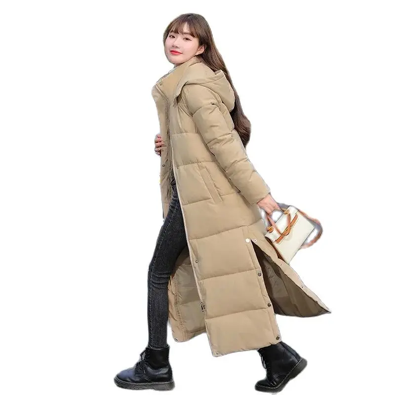 

Mid-length Warm Down Cotton Coat Women's Winter Solid Color Korean Version Over-the-knee Super-long To Ankle Down Cotton Coat