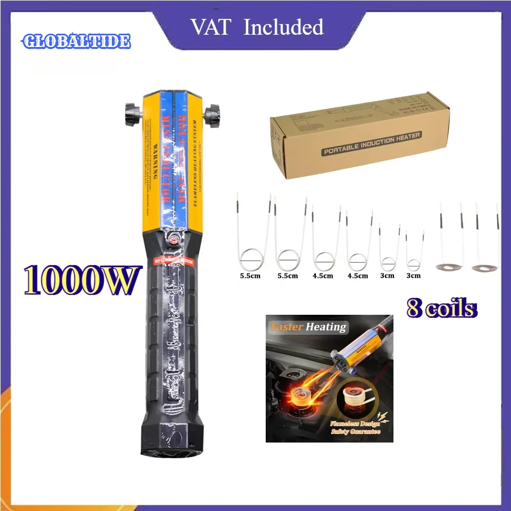 Kit riscaldatore a induzione magnetica 1000W 110V 220V Automotive 1000W Macchina di riscaldamento a induzione di calore senza fiamma 8 bobine Strumento di riparazione auto