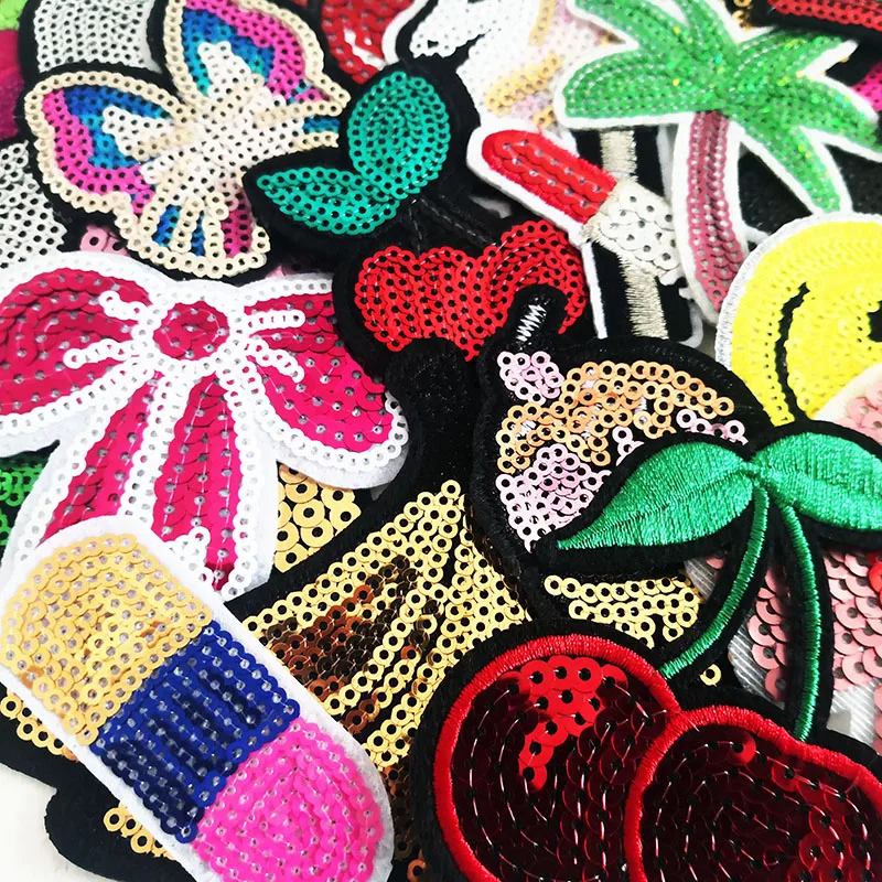 25Pcs/lot Mixed Sequins Clothes Patches Ironing for Jackets Jeans Girls Stickers Sequined Appliques DIY Cloth Decoration