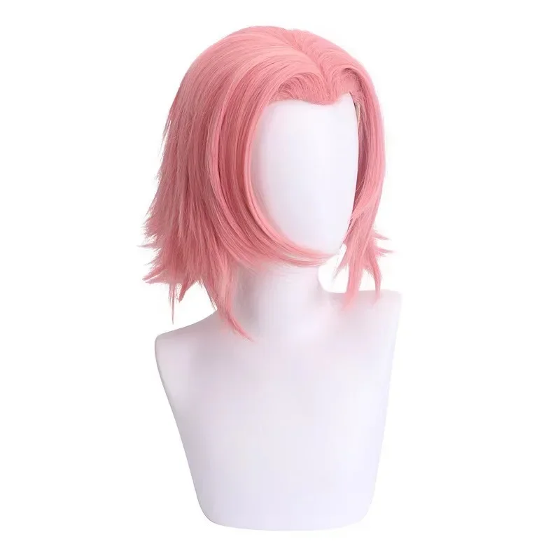 HOKAGE NINJA Sakura Cosplay Wig Pink Synthetic Short Straight Wig Anime Coser Cute Girl Heat Resistant Fiber Wig Daily Party