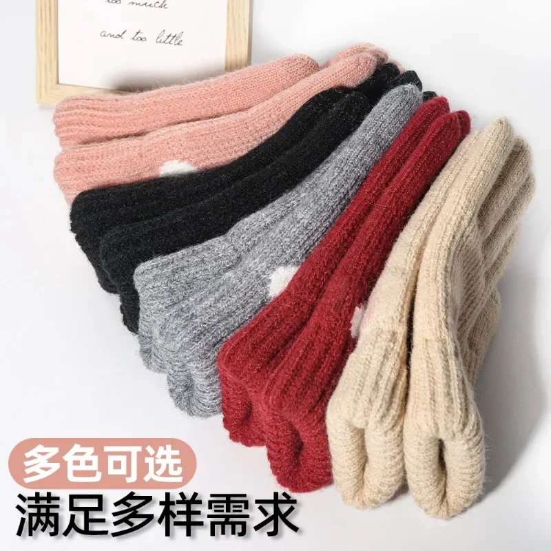 ニット手袋 ウール タッチスクリーン対応 キュートな猫と鳥のプリント 暖かいニット手袋 防風 冬用暖かい手袋 ソフトな冬用