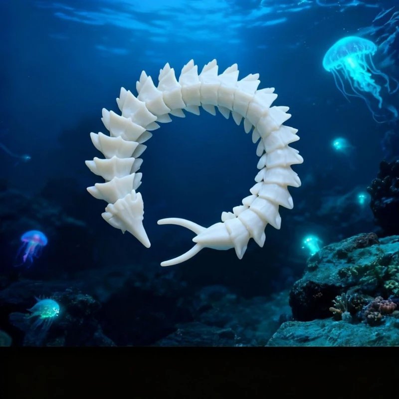 Articulated Sea Dragon Figure 3D Printed Deep Sea Monster Poseable Tentacle Creature Desk Decor Home Office Shelf Collectible view 5