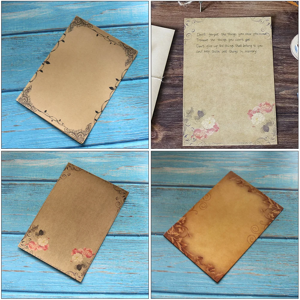 

2pcs 48 Sheets Vintage Kraft Paper Stationery for Letters Notes Greetings Retro European Style Smooth Writing Experience Letter