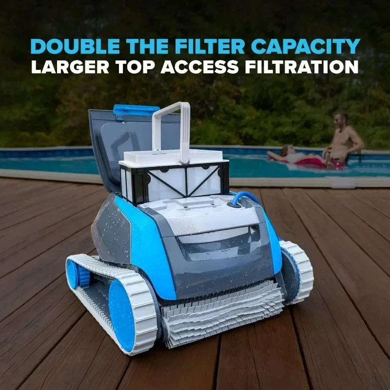 Escape Robotic Pool Cleaner (Model 2024) Filter besar atas mengisi hiperbrush motor ganda, pelacak cerdas HyperGrip