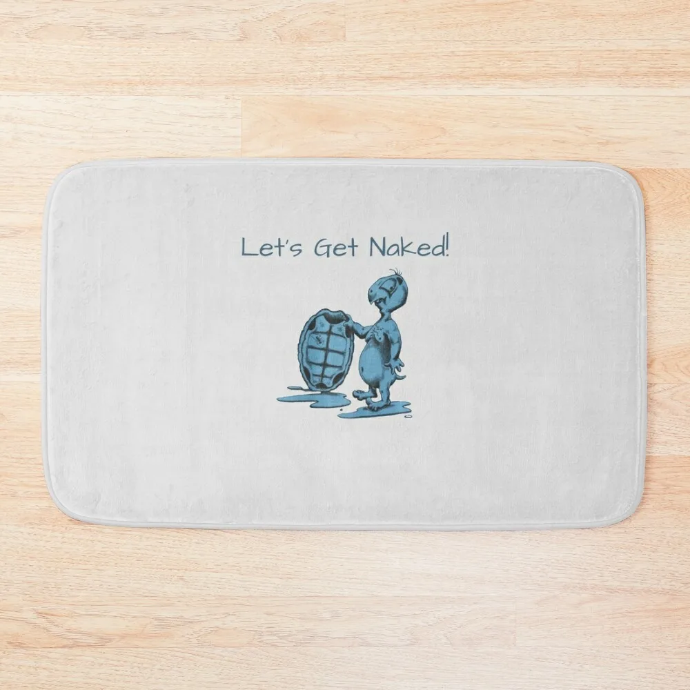 

Cute Let's Get Naked Blue Turtle Bath Mat DoorFor Entrance Door Showers Mat