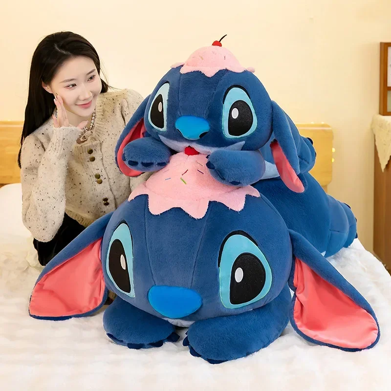 

Disney 60/80cm Stitch Doll Plush Toys Lilo&Stitch Plush Stuffed Doll Soft Pillow Prone Posture Dark/Light Blue Cute Toy Gifts