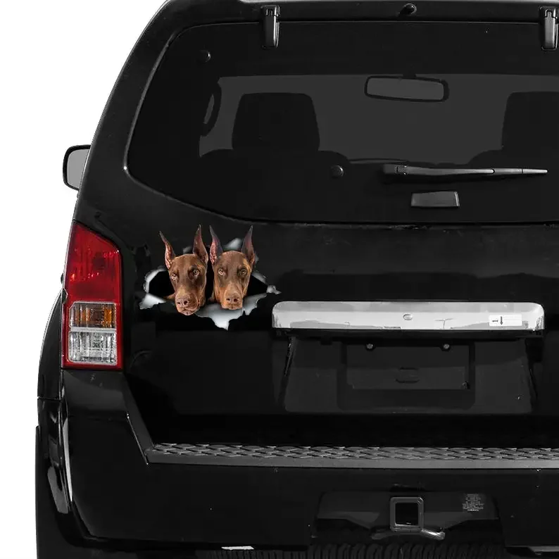 Red doberman car sticker, Dobbie decal, dobbie magnet, red dobbie decal