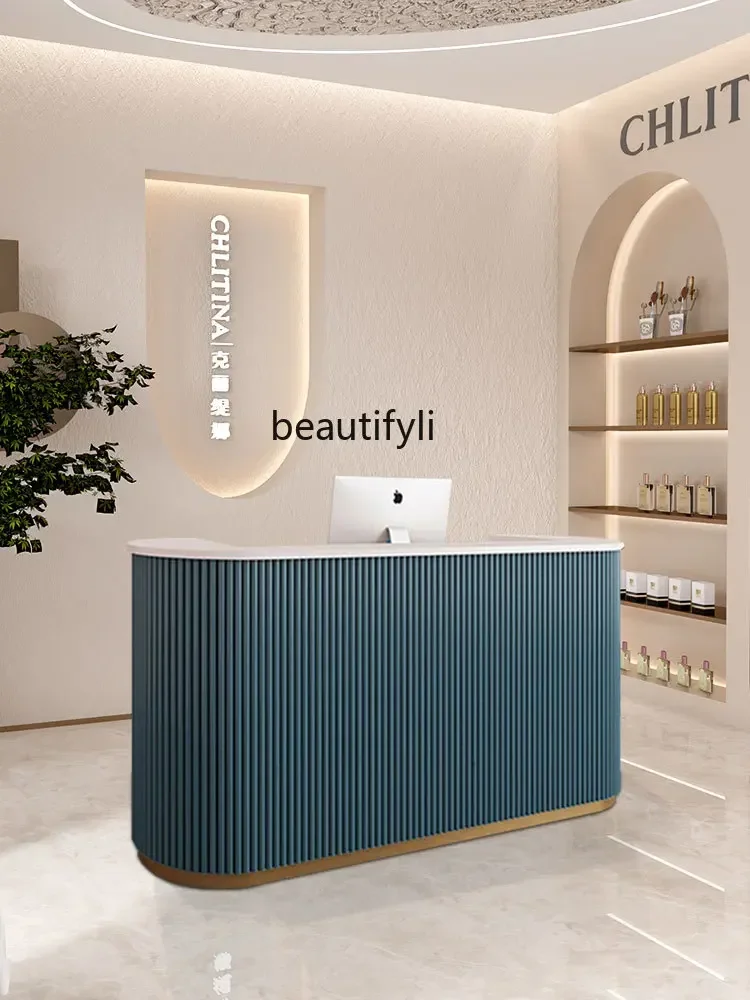 Cashier Clothing Store Small Front Desk Reception Desk Simple Beauty Salon Bar Light Luxury Curved Counter