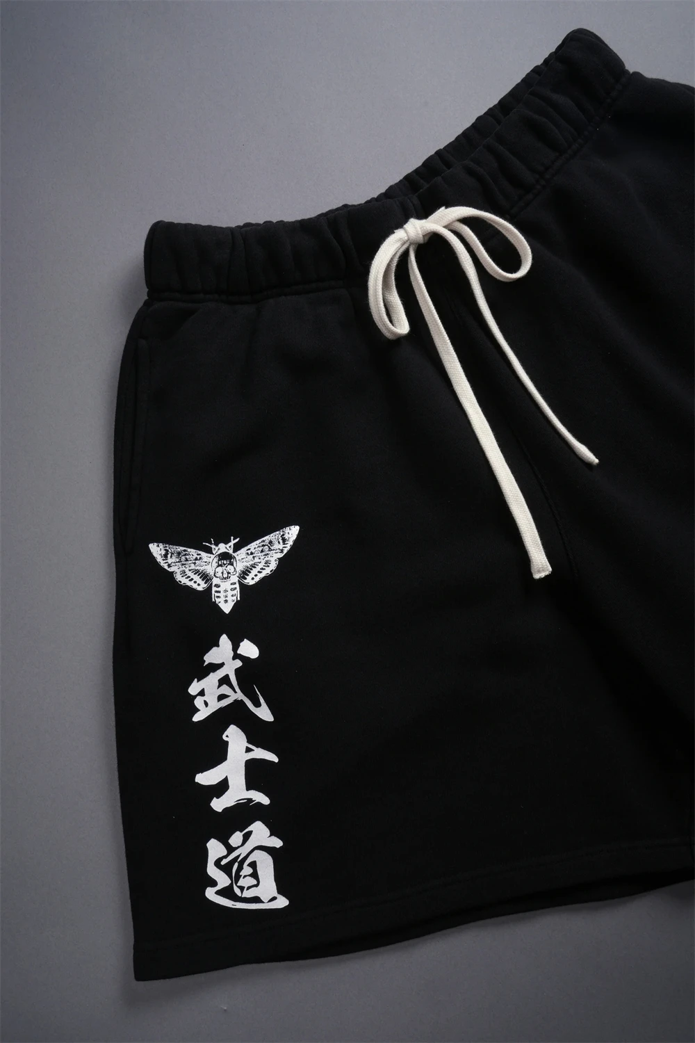 OKAMI WOLF OVERSIZED Men Cotton Shorts POST LOUNGE SWEAT SHORTS IN BLACK Casual Quarte Point Pant Joggers Gym Sports Sweatpants