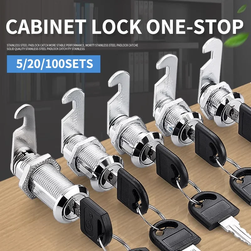 

5/20SETS Security Lock Metal Cylinder Cabinet Locker Cam Lock With Keys Security Mailbox Lock Drawer 16mm/20MM/25MM/30MM