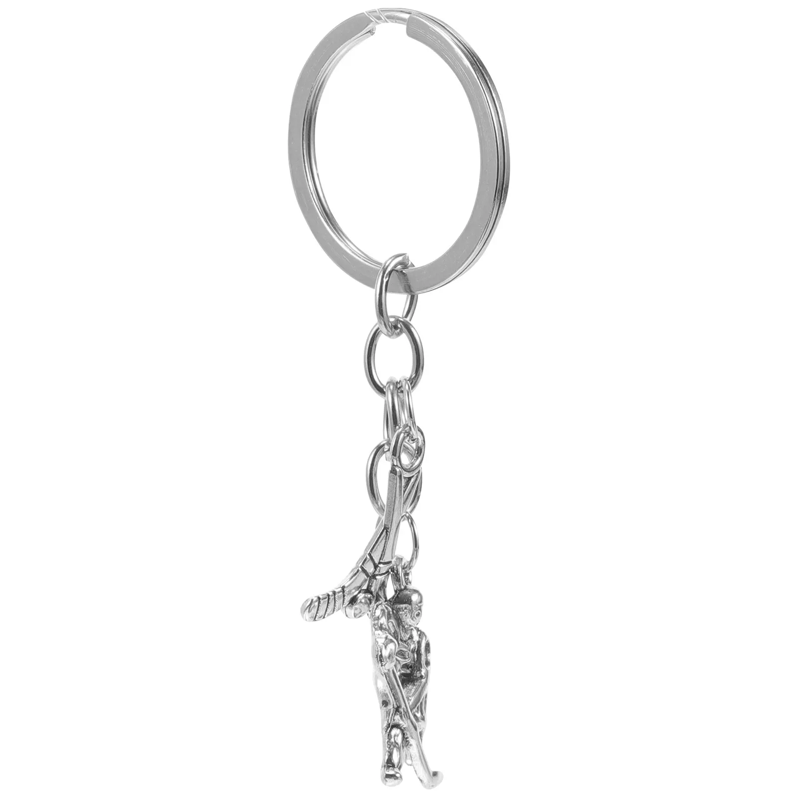 Hockey Player Keychain Metal Sports Themed Key Ring Pendant for Keys Bag Backpack Purse Lanyard Belt Decor Gift for Hockey