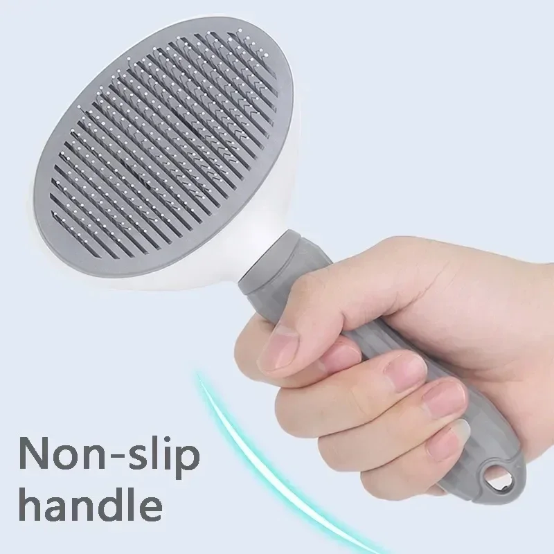One-Click Pet Hair Removal Comb for Effortless Grooming of Dogs and Cats - Float Hair Removal Slicker Brush with Automatic Funct