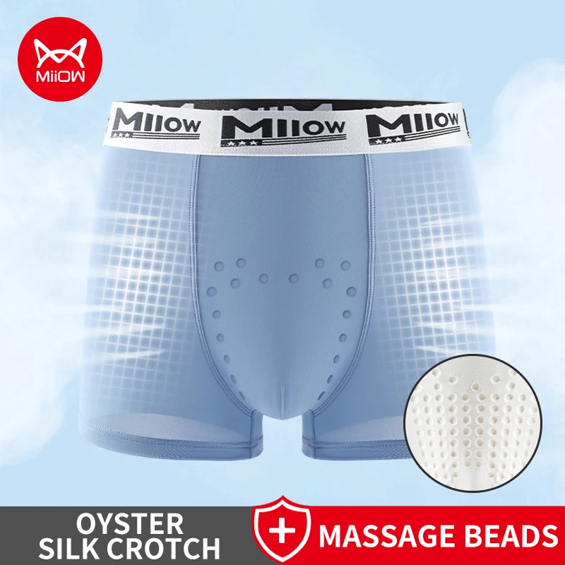 

MiiOW, 3 шт., мужское нижнее белье, боксеры 10A, антибактериальные мужские трусы, сетчатые дышащие мужские трусы, шелковистые бесшовные мужские боксеры, трусы