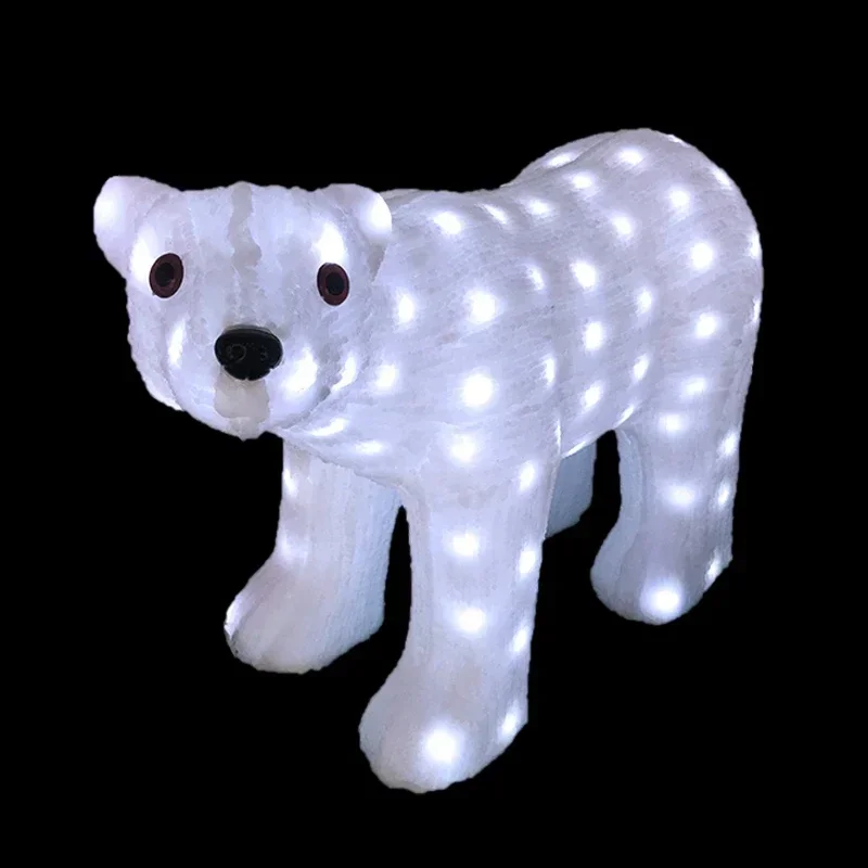 personalised 3d Decoration Handmade Life Size White Resin Luminous Christmas Motif Sculpture Led Polar Bears Outdoor Hot sales