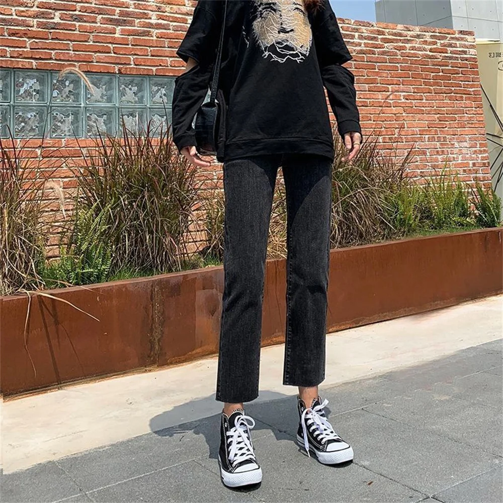 women jeans ankle length girls y2k straight good stretch vintage streetwear denim pants Kor fashion Trousers  2023 women jeans