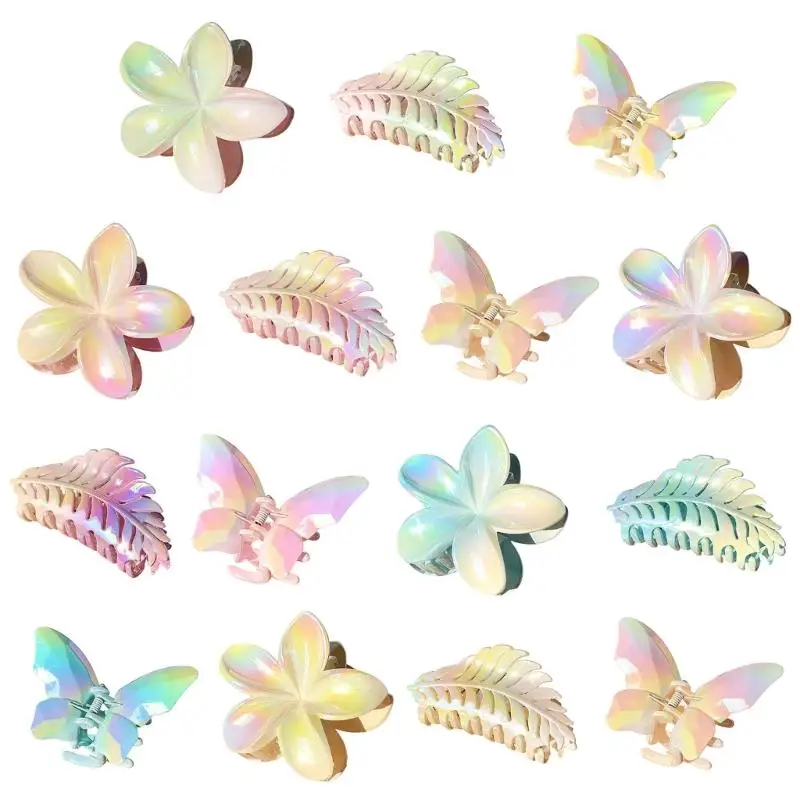 

652F Tropical Flower Butterfly Leaf Hair Clip Lightweight Resin Plastic Securely Hold For Sensitive Skin Outdoor Activity