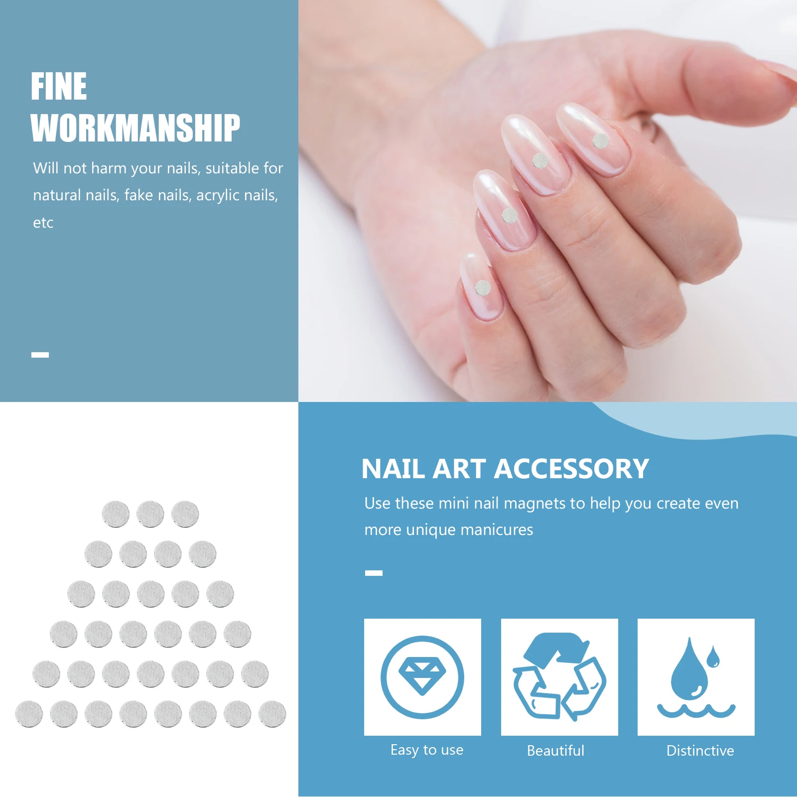 

100pcs Mini Magnets Nail Art Accessories Magnetic Charms For Manicure Diy Reusable Safe Durable Suitable For Natural Fake