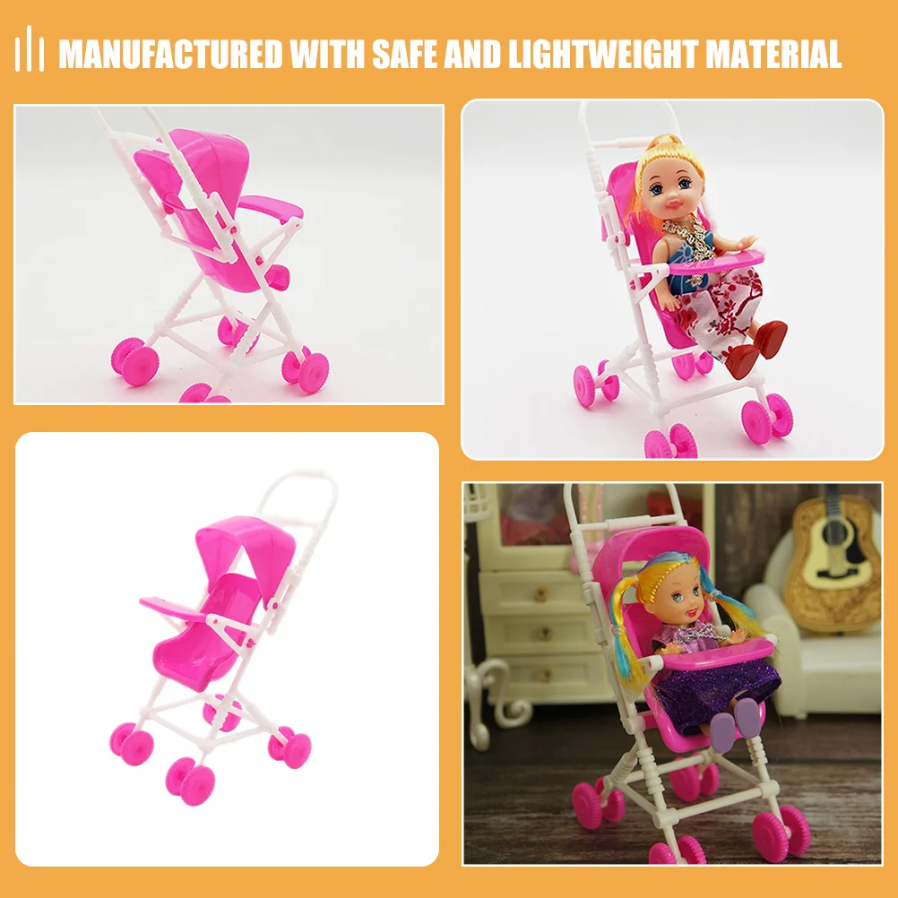 2 Pcs Simulation Stroller Mini Furniture Adornment Baby Dolls Buggy Pram and Pushchairs Cute Toys Decorations