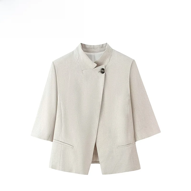 

Fashionable Versatile ZR Women's Suit Jacket Elegant High-End Feel Summer New Arrival Polyester Material Color Pattern
