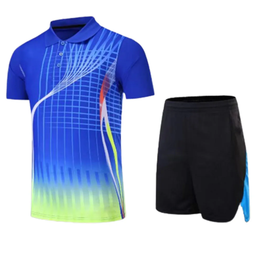 Polo Men Table Tennis Jersey Clothes Sets Quick Dry Turn Down Collar Short Sleeve Training Tennis Badminton Shirt Short Suit