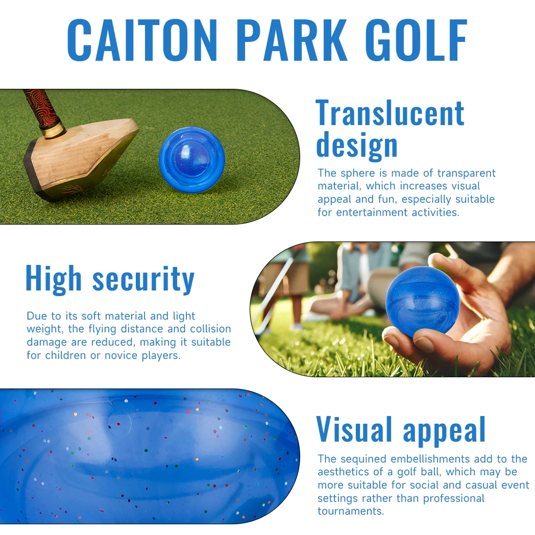 Caiton Premium Park Golf Balls, Durable Multicolor Options, Professional Size 5.9cm/2.3in, Ideal for Outdoor Play