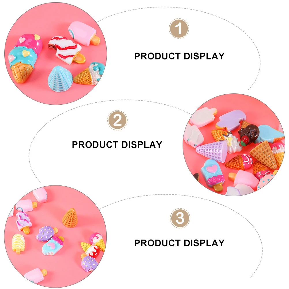 

30 Pcs Ice Cream Accessories Resin Craft Charm Jewelry Pendant DIY Supplies Phone Embellishment Mini Creative Materials