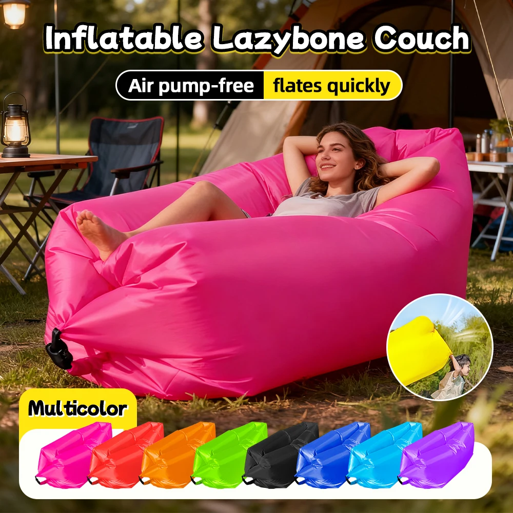 Single Lazy Inflatable Sofa Multicolor Portable Outdoor Air Sofa Waterproof Blow Up Lounge Chair for Camping Beach Travel Picnic