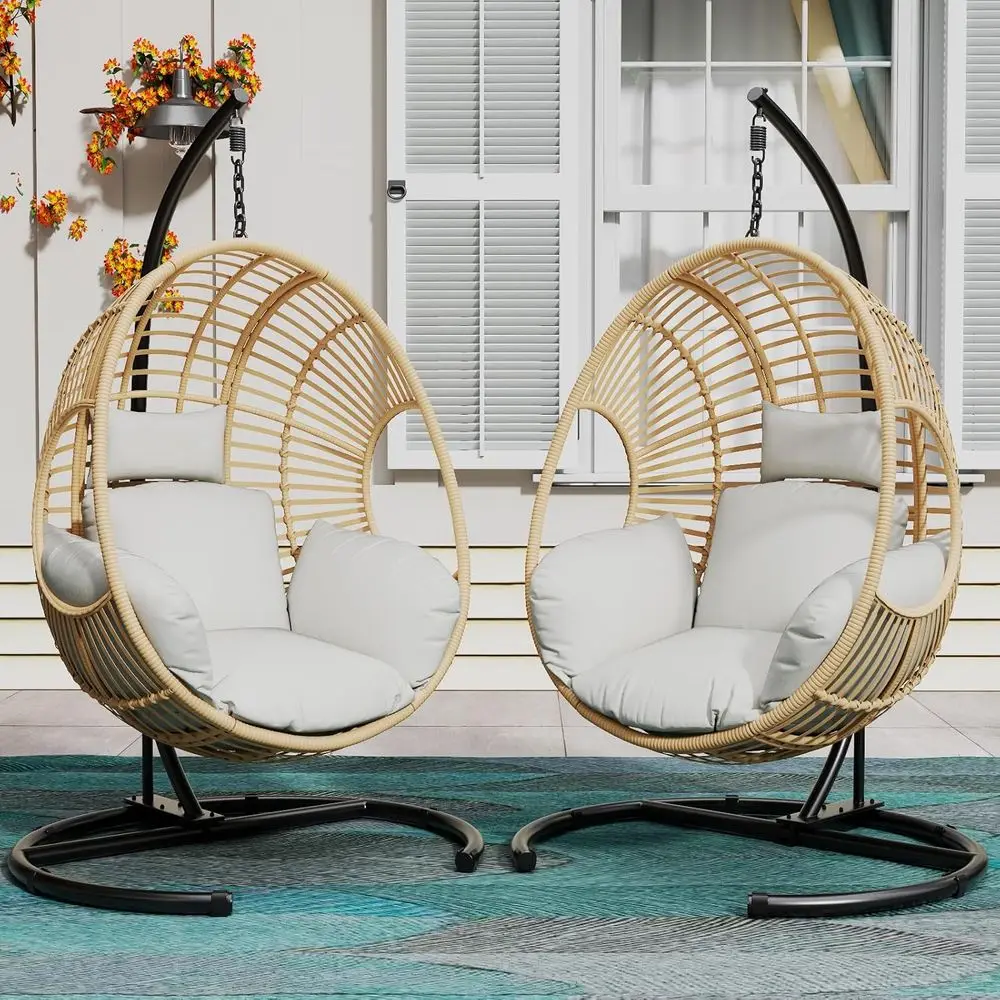 

Egg Swing Chair Stand - Indoor Outdoor Wicker Swing Chair Hammock, 400lbs Capacity, Suitable for Patio, Bedroom, Garden, Balcony