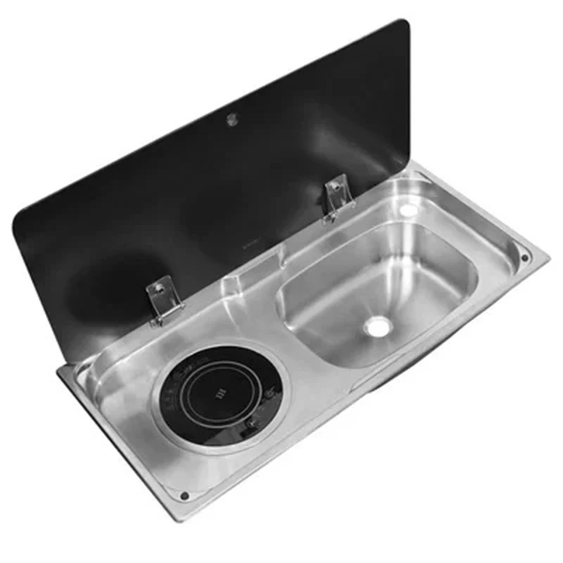 RV Induction Cooking Sink 2-in-1 Kitchen Vegetable Basin Yacht Recreational Vehicle Portable Induction Cooking Sink Cooker