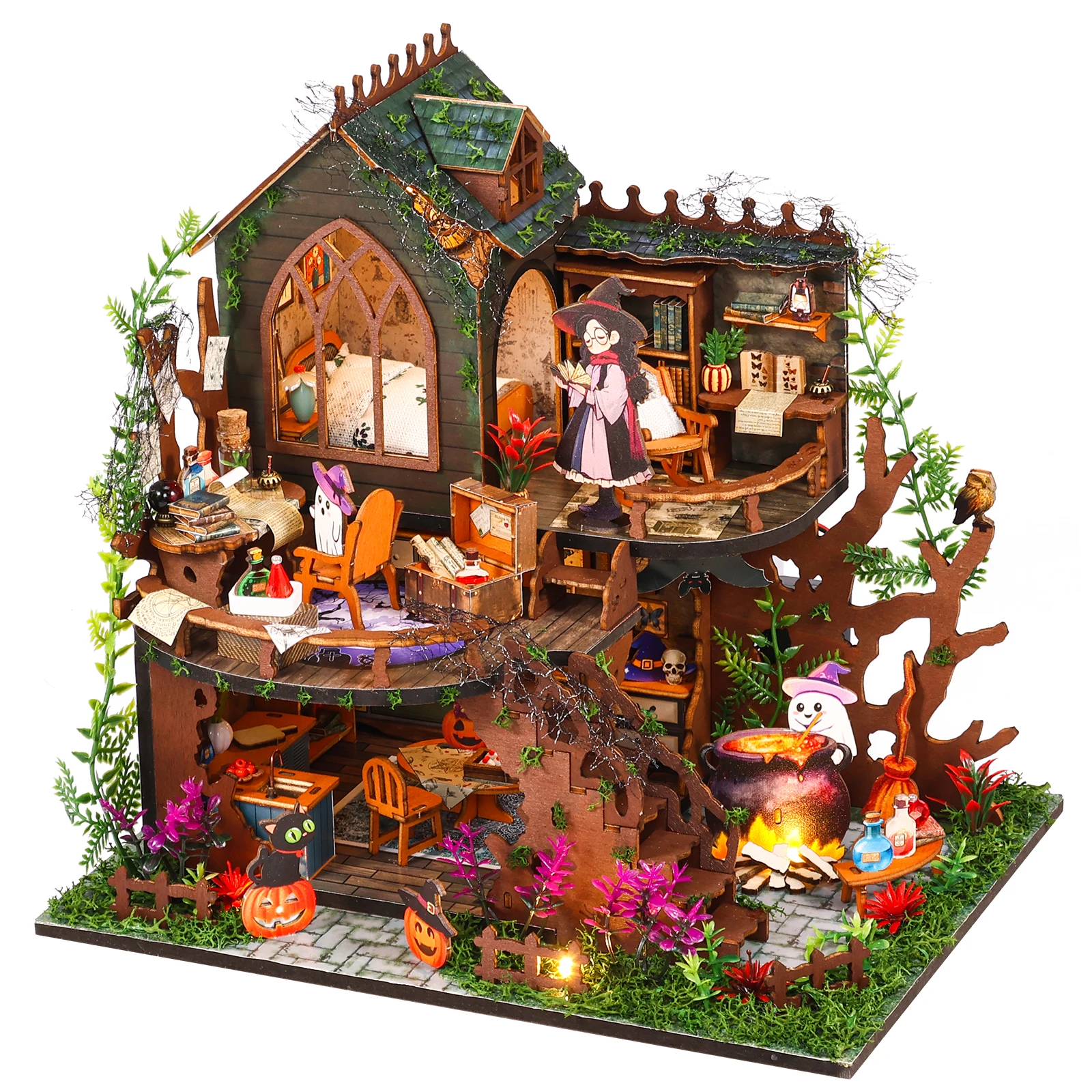 

DIY Miniature Dollhouse Kit Wooden Magic Cabin Making Kit with Furniture and LED Light Handmade Mini Crafts Dollhouse 2023