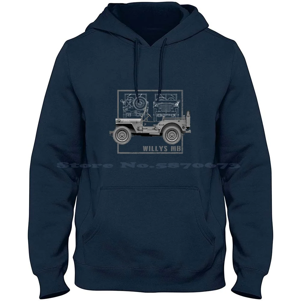 

Willys Mb Vintage Off Road Classic Vehicle Ww2 100% Cotton Hoodie Two Ww2 Wwii 4x4 Light Truck Willys Mb Off