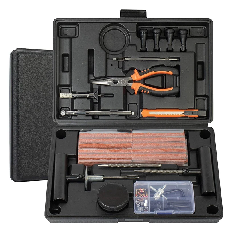 

98Pcs Auto Tire Repair Kit Heavy Duty Tubeless Car Tire Repair Tool For Car, Truck, Van, Trailer, Camper, Motorcycle