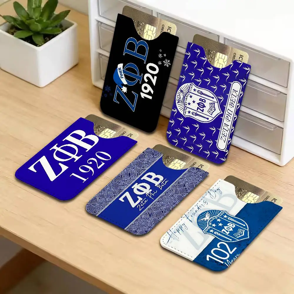 Zeta Phi Beta Sorority Ultra Slim Men Leather Mini Wallet Lightweight Credit Bus ID Card Holder Case for Daily Business Use