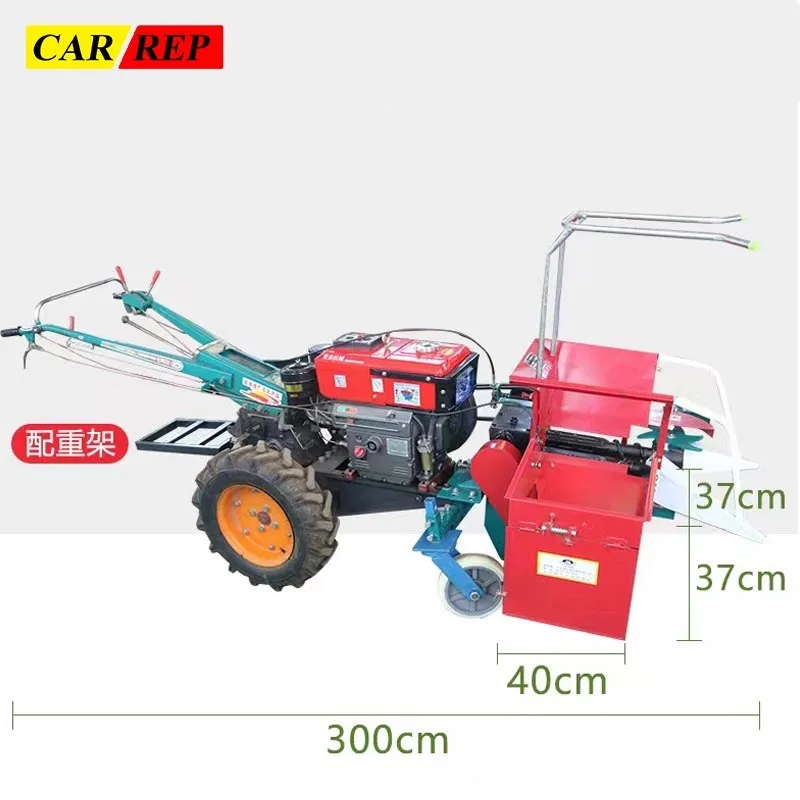 Walking Tractor Front Small Corn Combine Harvester Straw Crushed Back Multifunctional Household Straw Shredder Harvesting Machin