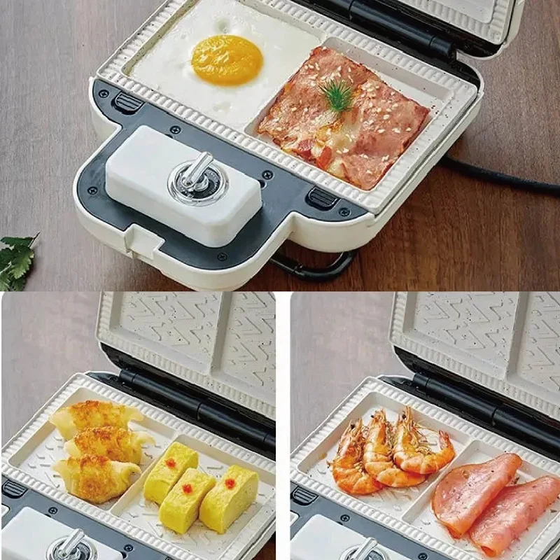 750W Electric Sandwich Machine Fast Breakfast Machine Non-stick 3 Gear Timer Double Plate Sandwich Takoyaki Donut Machine 220V