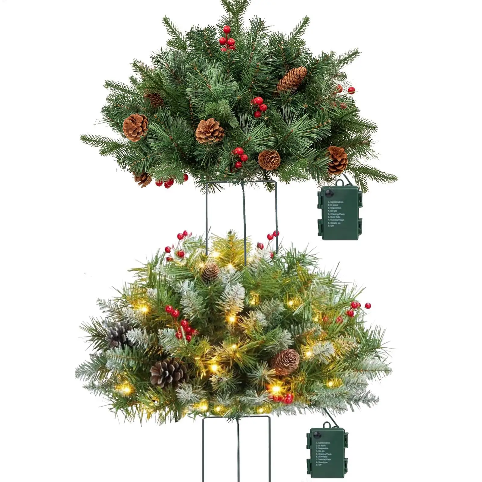 

Outdoor Planter Filler with LED Lights and Tripod Stake Light Up Holiday Decor for Garden Flower Beds Porch Christmas Decoration