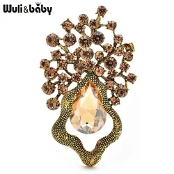 Wuli&baby Crystal Geometric Flowers Brooches For Women Lady 5-color Shining Party Office Brooch Pins Gifts