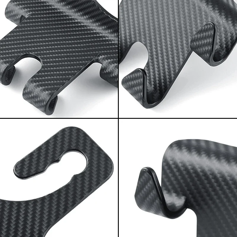 Universal Carbon Fiber Car Seat Back Hooks Headrest Mobile Phone Purse Handbag Holder Car Back Seat Hook Interior Accessories