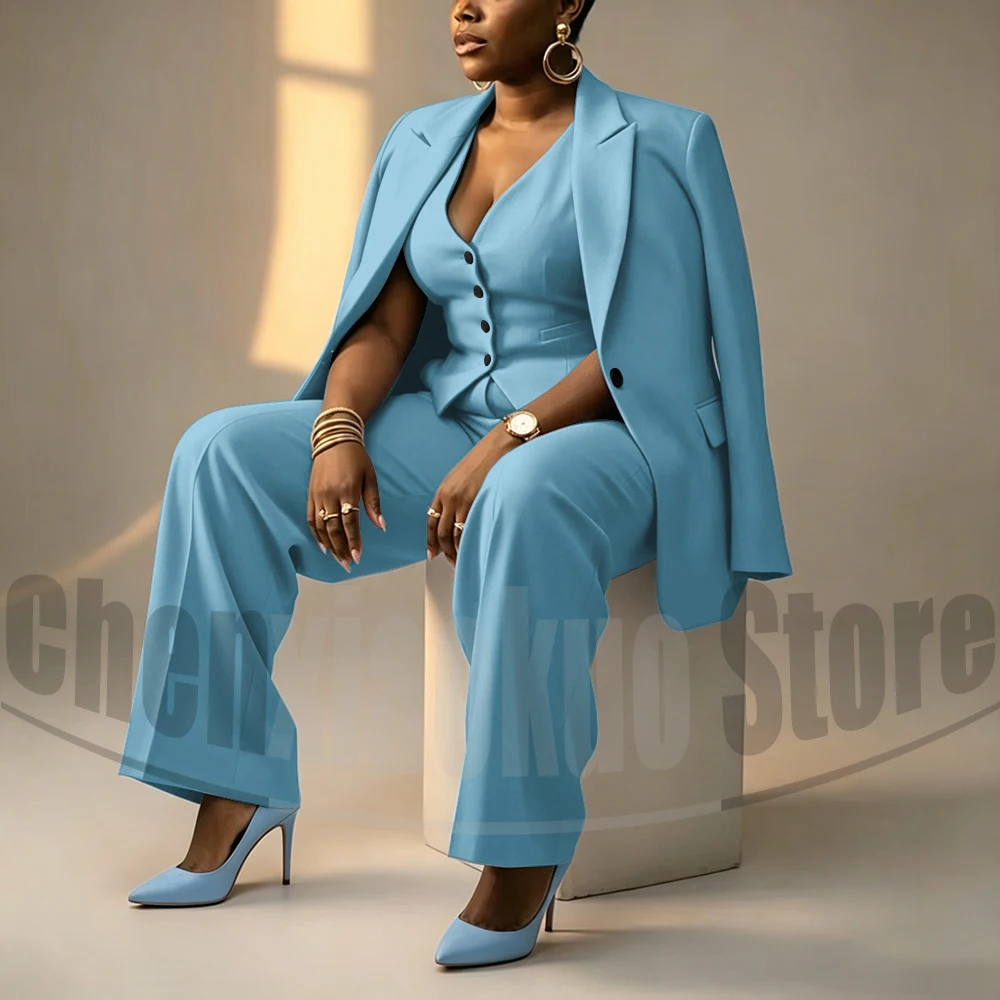 Elegant Women Three Piece Suit Tailored Blazer Waistcoat and Trousers Formal Occasion Wear Office Party Modern Business Outfit