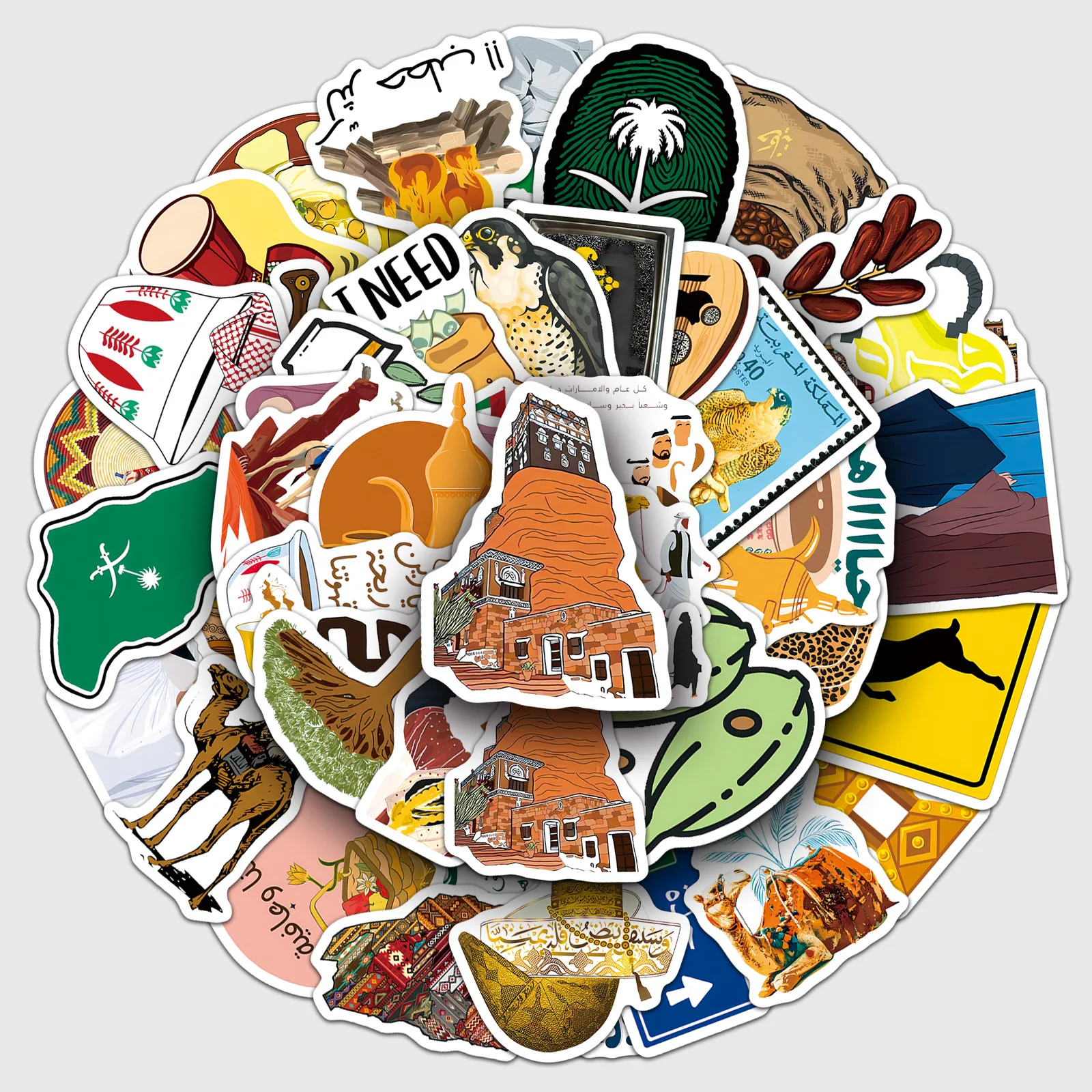 50 STKS Arabische Stijl Stickers Outdoor Reizen Cartoon Creatieve Waterdichte Graffiti Auto Notebook Briefpapier Decoratieve Sticker Speelgoed