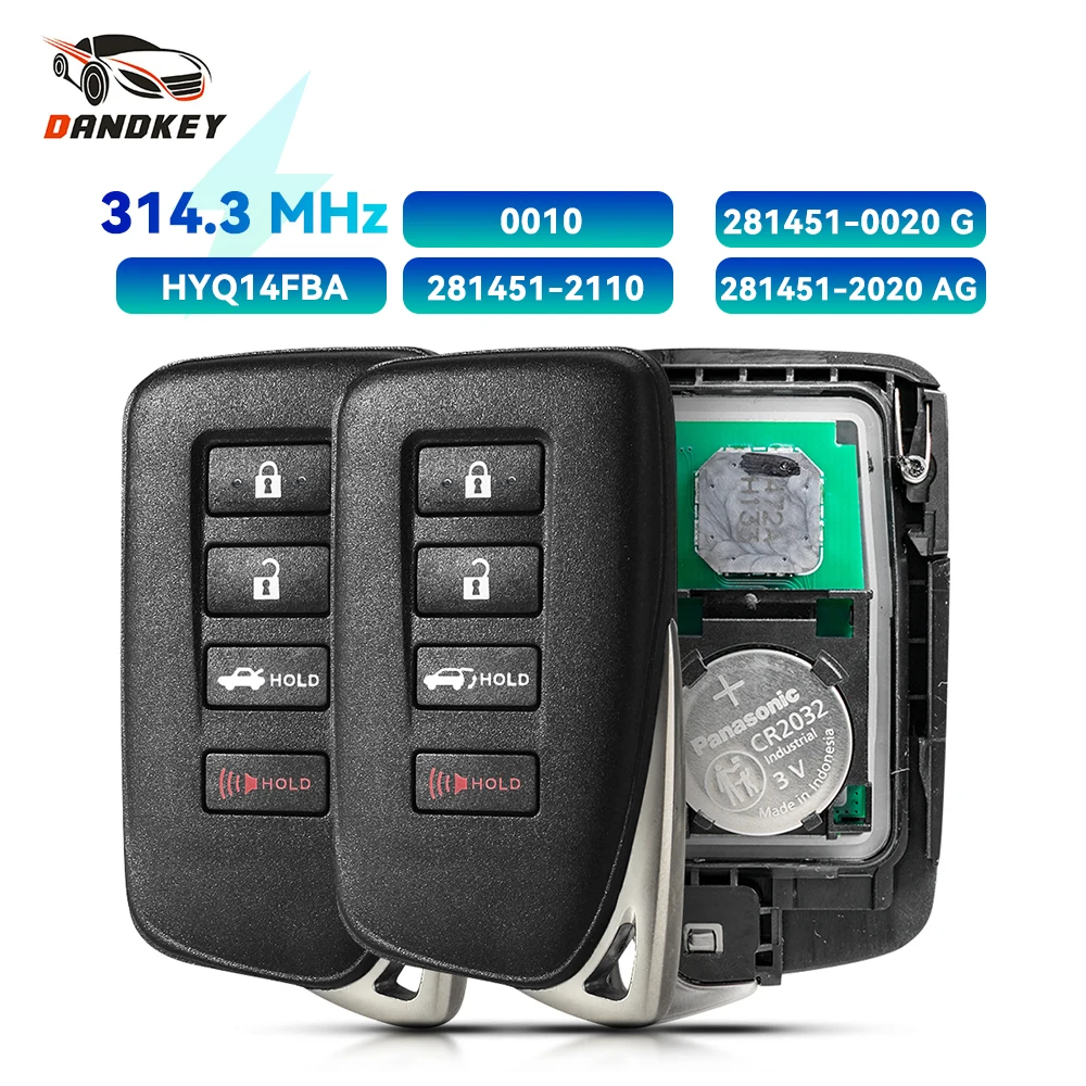 

Dandkey 314.3Mhz HYQ14FBA Smart Remote Car Key Fob for Lexus RX350 RX450h NX300h NX200T LX570 IS250 IS350 RC350