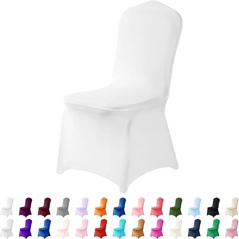 White Spandex Stretch Folding Chair Covers Fitted Washable Slipcovers for Dining Chairs Wedding Party Christmas Home Decorations