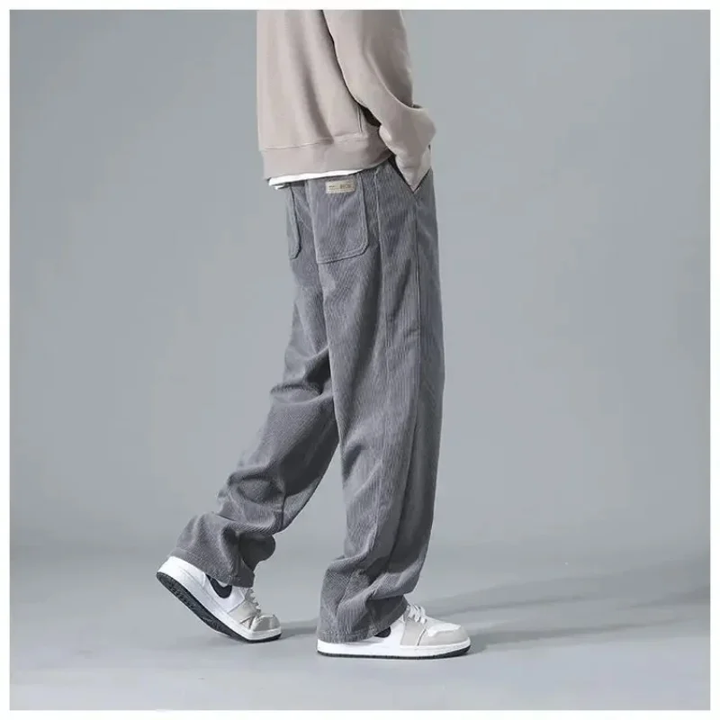 

2025South Korea Vintage Corduroy Casual Pants For Men Spring Autumn Straight-leg Workwear Trousers Style Trendy Brand Sweatpants
