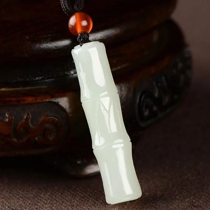 

Natural Sapphire Bamboo Jade Pendant Men's and Women's Bamboo Necklace (random Rope)