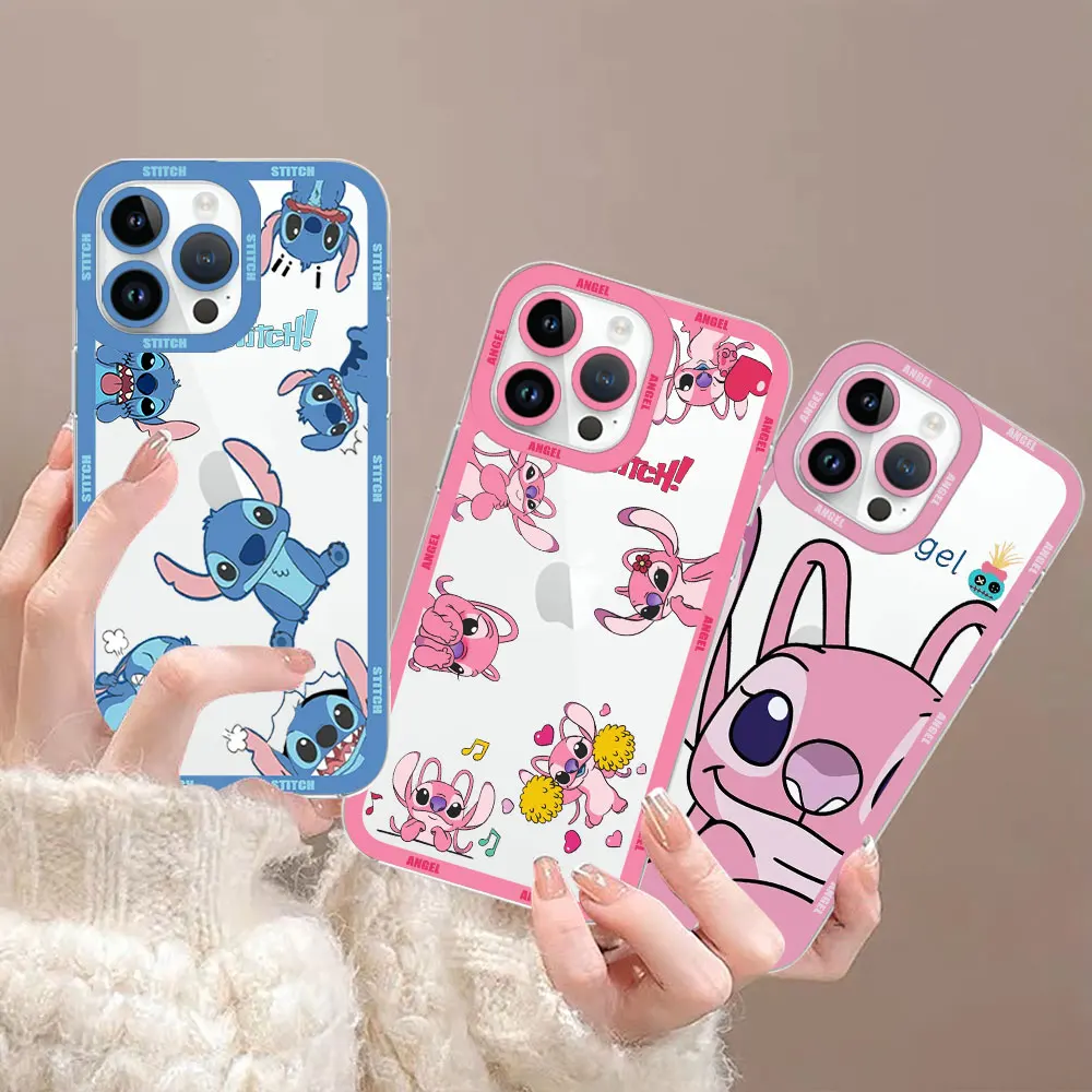 Cartoon Lilo Stitch Angel Anime Clear Phone Case For Redmi K40 13C 12C 12 10 10C 10X 10A 9 9A 9C 9T 8 7 A2 A1 Pro Plus 5G Cover