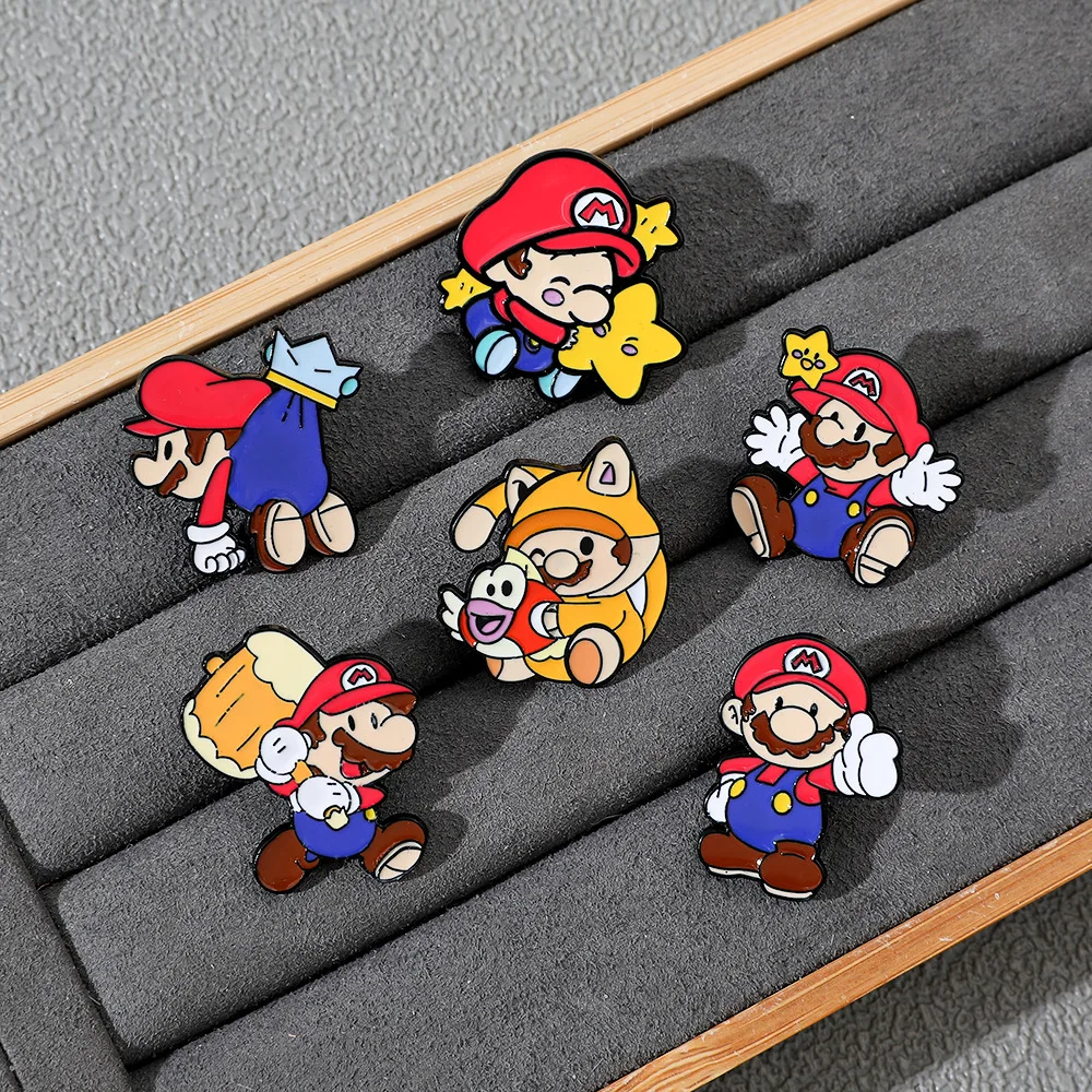 

Super Mario Bros. Enamel Pin Cartoon Anime Accessories Stylish Cute Halloween Cosplay Brooches for Women Metal Badge Decorations