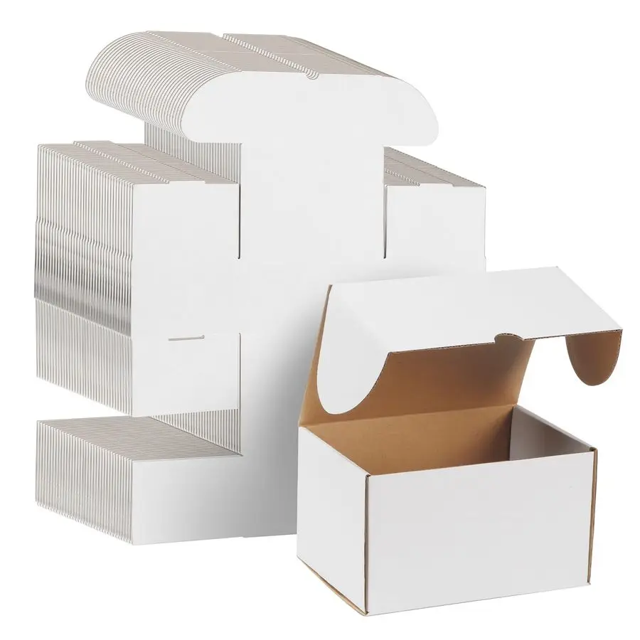 

50 Pack 7x5x4 Shipping Boxes for Small Business Packing, White Corrugated Cardboard Mailer Boxes for Shipping Mailing